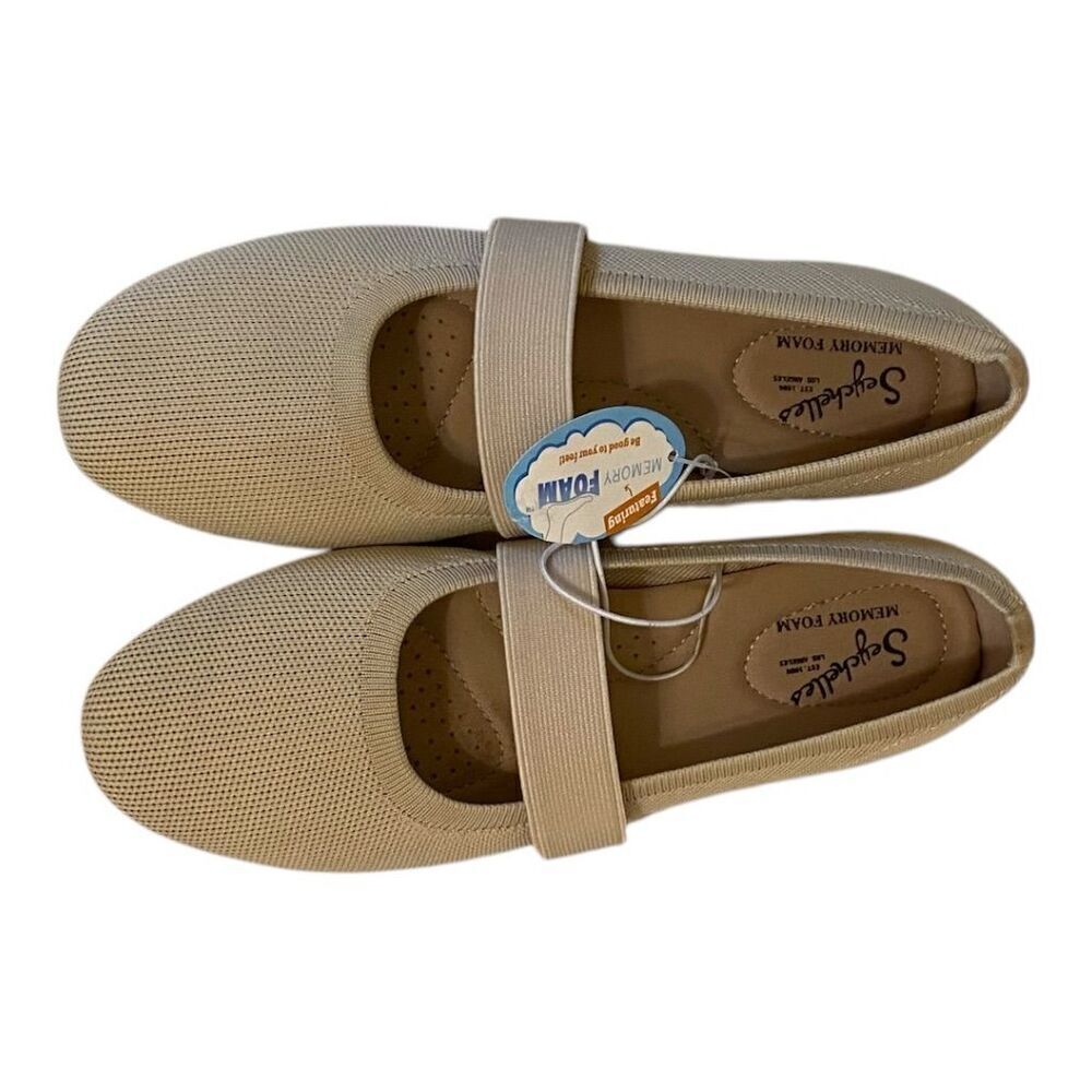 Seychelles Women's Mary Jane Flats Size 8 Beige Memory Foam Casual